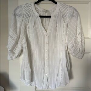 Z Supply White Blouse with Lace Detail